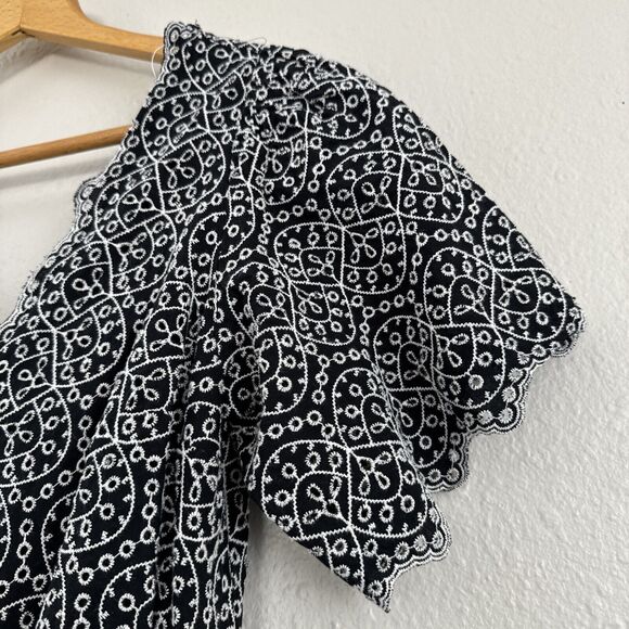 Express Formal Romper Overalls Black White Geometric Lined V Neck Women's Size S - Picture 5 of 16